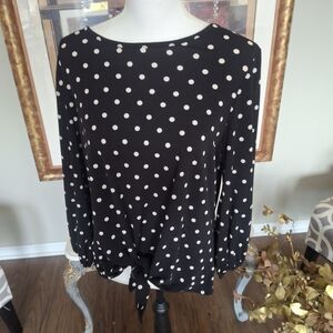 Adrianna Papell Black and White Polka Dot Blouse